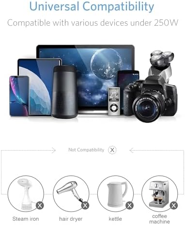 BESTEK 220v to 110v Voltage Converter, US to Europe Converter for Hair Straightener/Curling Iron, Power Converter for European Travel, (US/AU/EU/UK/India/South Africa Universal Plug Adapter) - Image 3