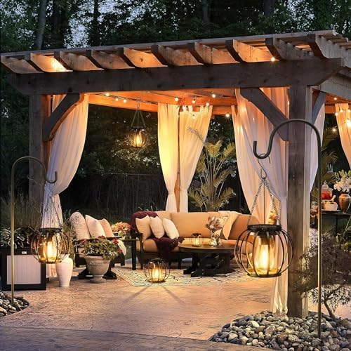 KOOPER Solar Lanterns Outdoor Waterproof, Upgraded Metal Hanging Solar Lights Outdoor Lanterns, Brighter Auto On/Off Outdoor Hanging Lantern for Yard Patio Pathway Porch Garden Decor 2 Pack - Image 5