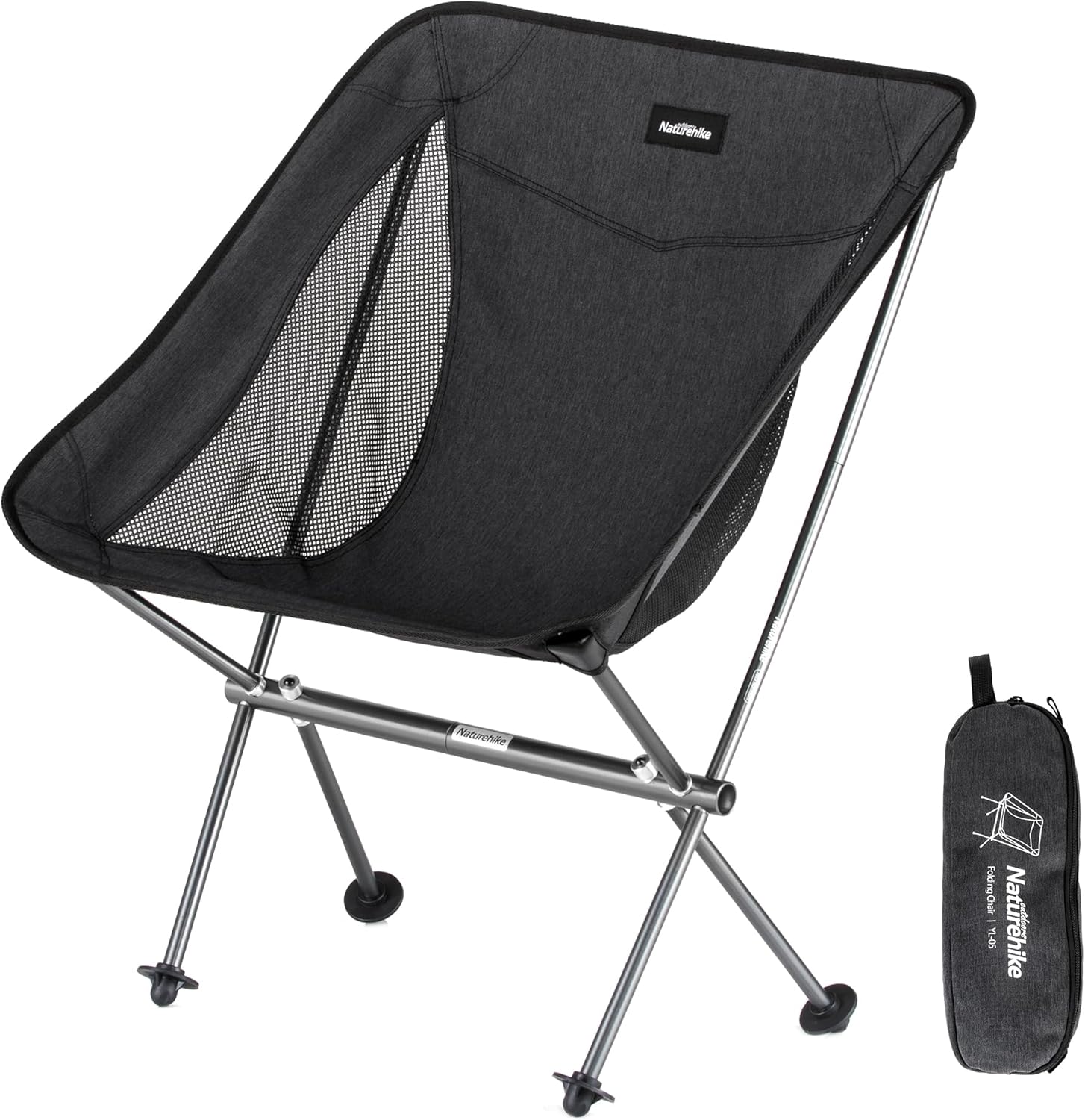 Naturehike YL05 Camping Chair, Ultralight Portable Camp Chair with Storage Bag, Compact Folding Beach Chair for Backpacking Hiking Fishing Picnic