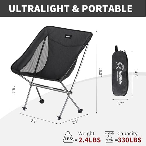Naturehike YL05 Camping Chair, Ultralight Portable Camp Chair with Storage Bag, Compact Folding Beach Chair for Backpacking Hiking Fishing Picnic - Image 4