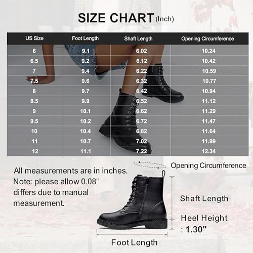 Vepose Women's Combat Ankle Black Flat Boots, Military Fashion 925 Booties Inner Zipper - Image 6