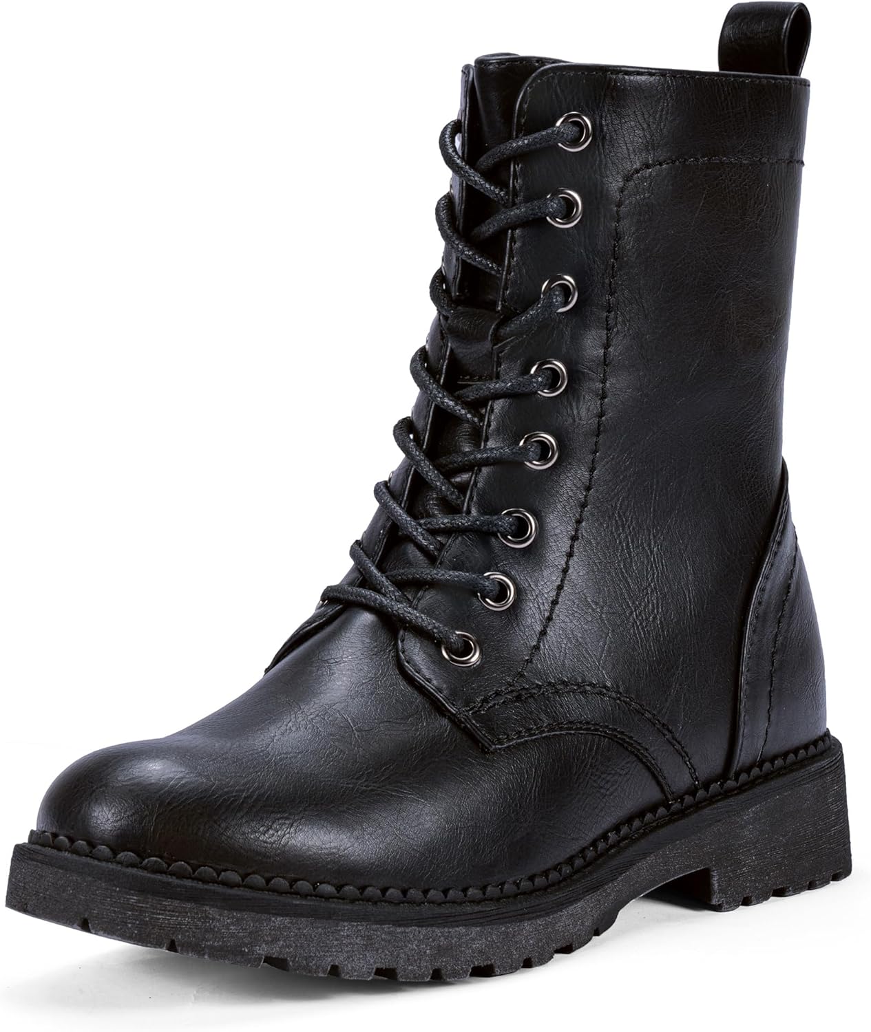 Vepose Women's Combat Ankle Black Flat Boots, Military Fashion 925 Booties Inner Zipper - Image 9